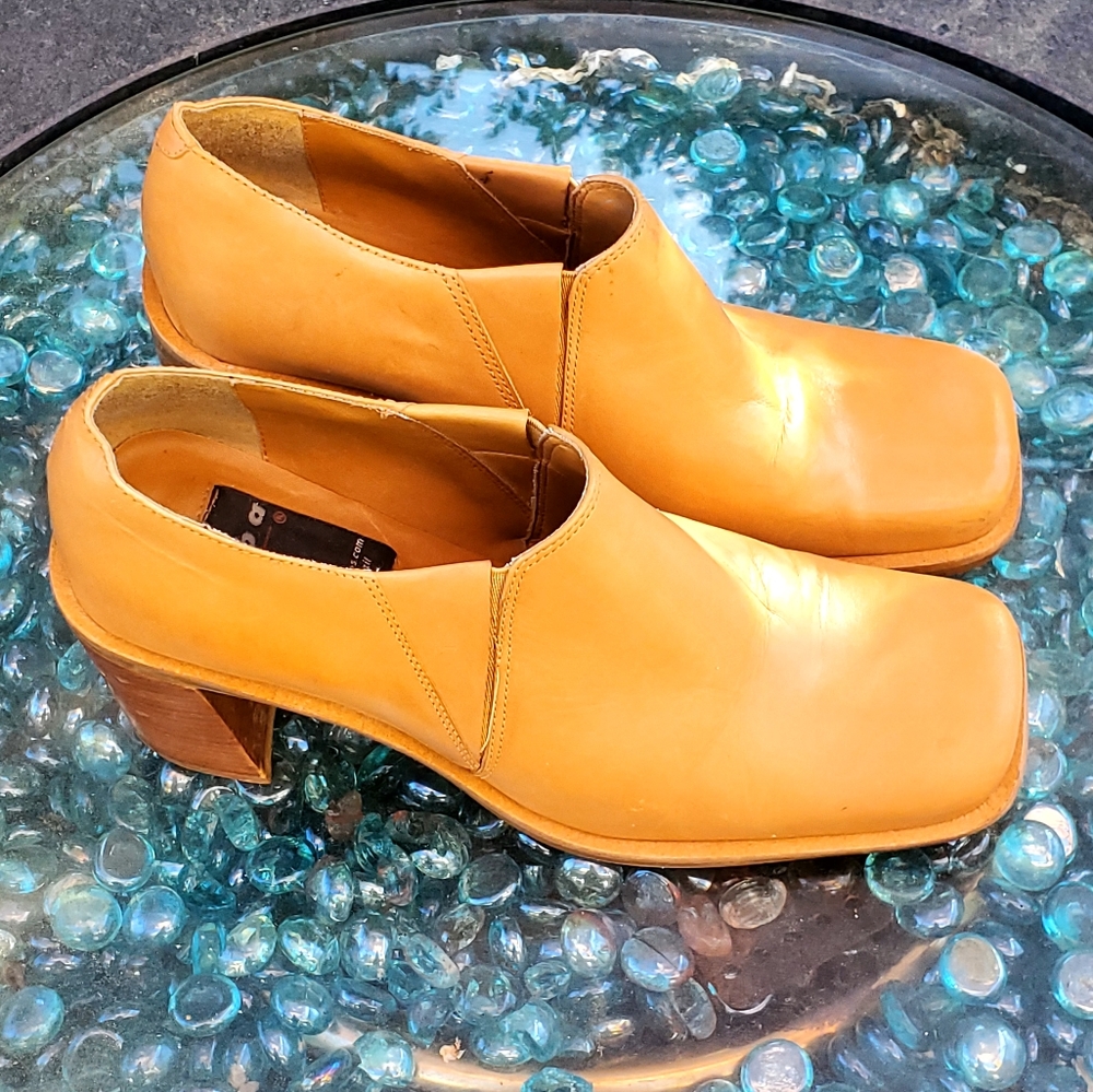 Vintage Diba Ladies 8 M Shoes Made Brazil Mocha Leather Square Toed Chu…